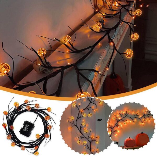 LED Willow Vine String Light Cool Cartoon Bat Pumpkin Decoration For Indoor Outdoor Party House Decor - Image 7