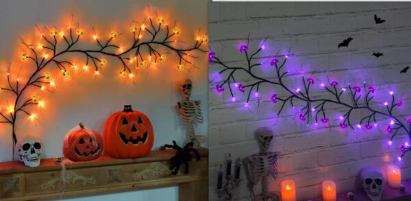 LED Willow Vine String Light Cool Cartoon Bat Pumpkin Decoration For Indoor Outdoor Party House Decor - Image 8