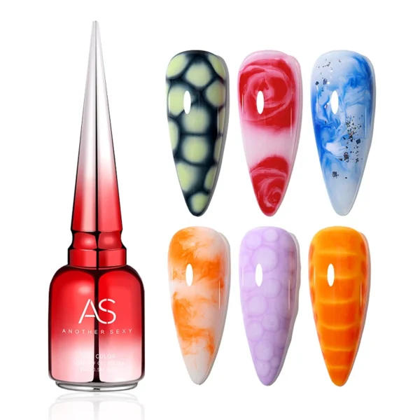 AS Clear Blooming Gel Polish 15ml UV LED Soak Off Nail Art Polish for Spreading Effect Marble Gel Paint Varnish Top Base Coat